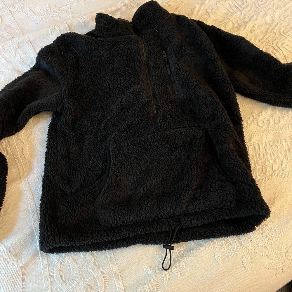 No Boundaries Black Fleece Sweatshirt with Quarter-Zip